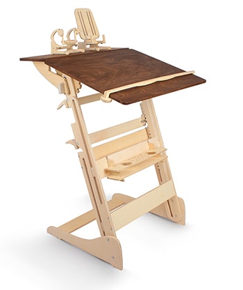 Высокие столы, парты-конторки, растущие и коленные стулья для учебы и работы стоя
